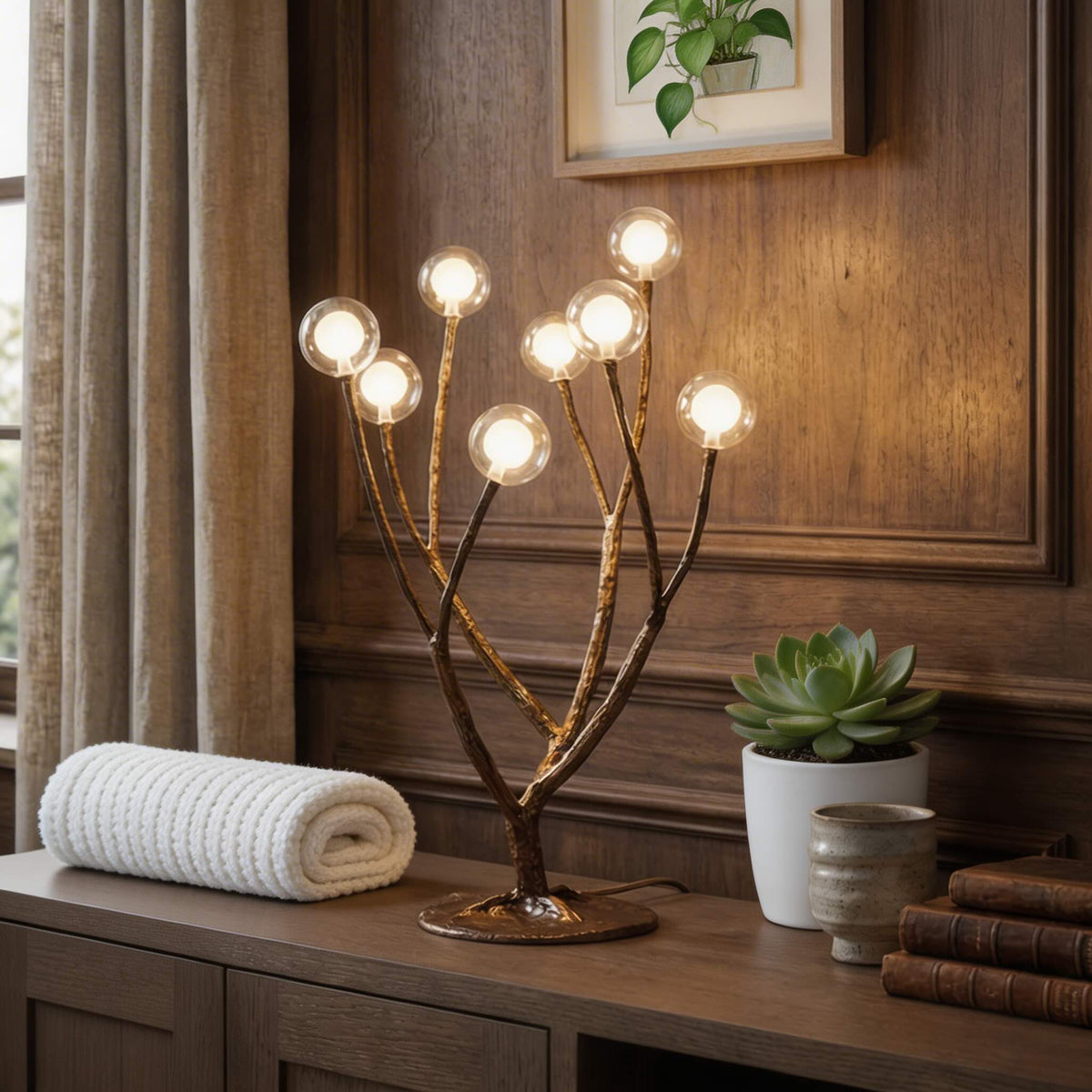 Nordic Rustic Tree Branch LED Floor Lamp — Multiple Sizes, Resin and Glass Design