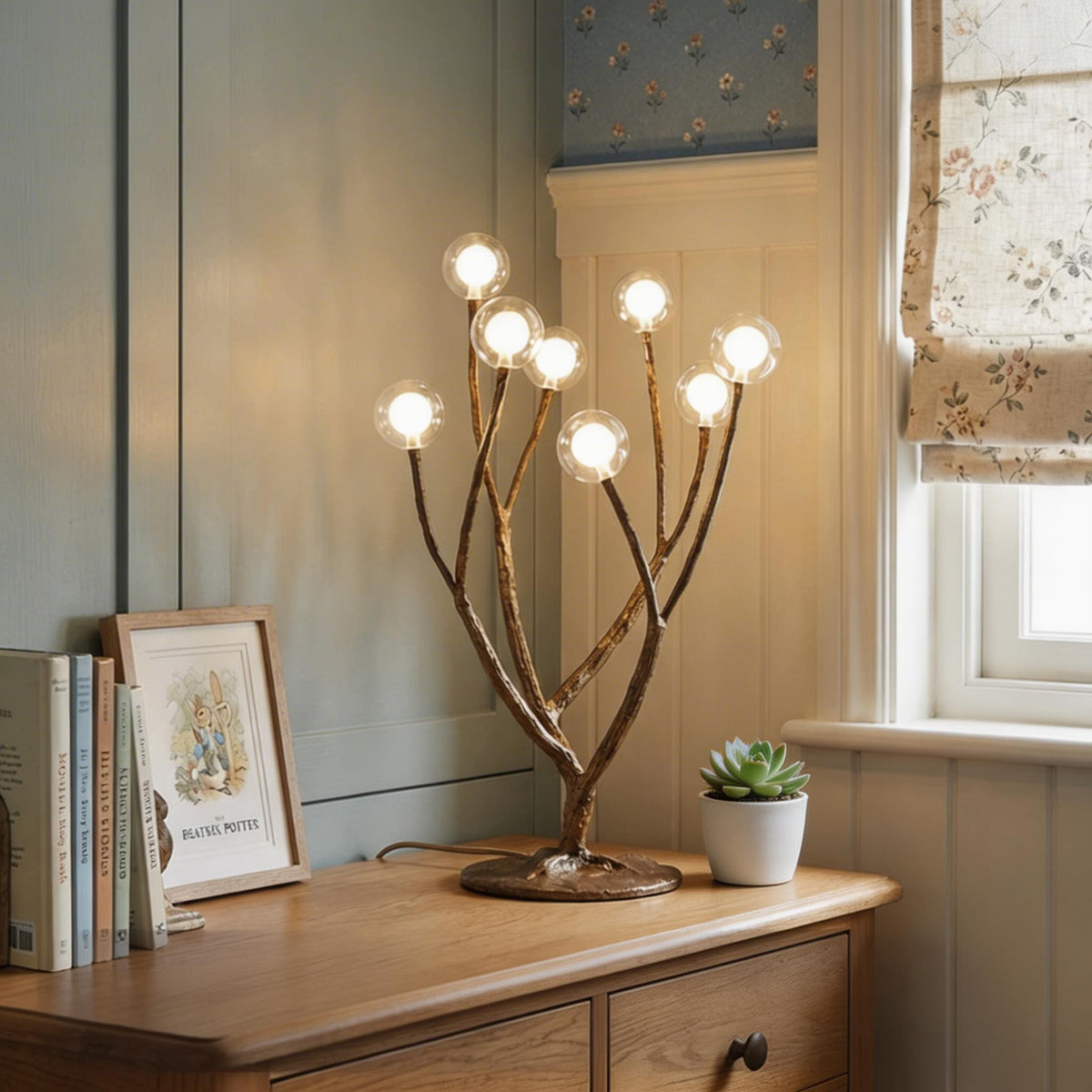 Nordic Rustic Tree Branch LED Floor Lamp — Multiple Sizes, Resin and Glass Design