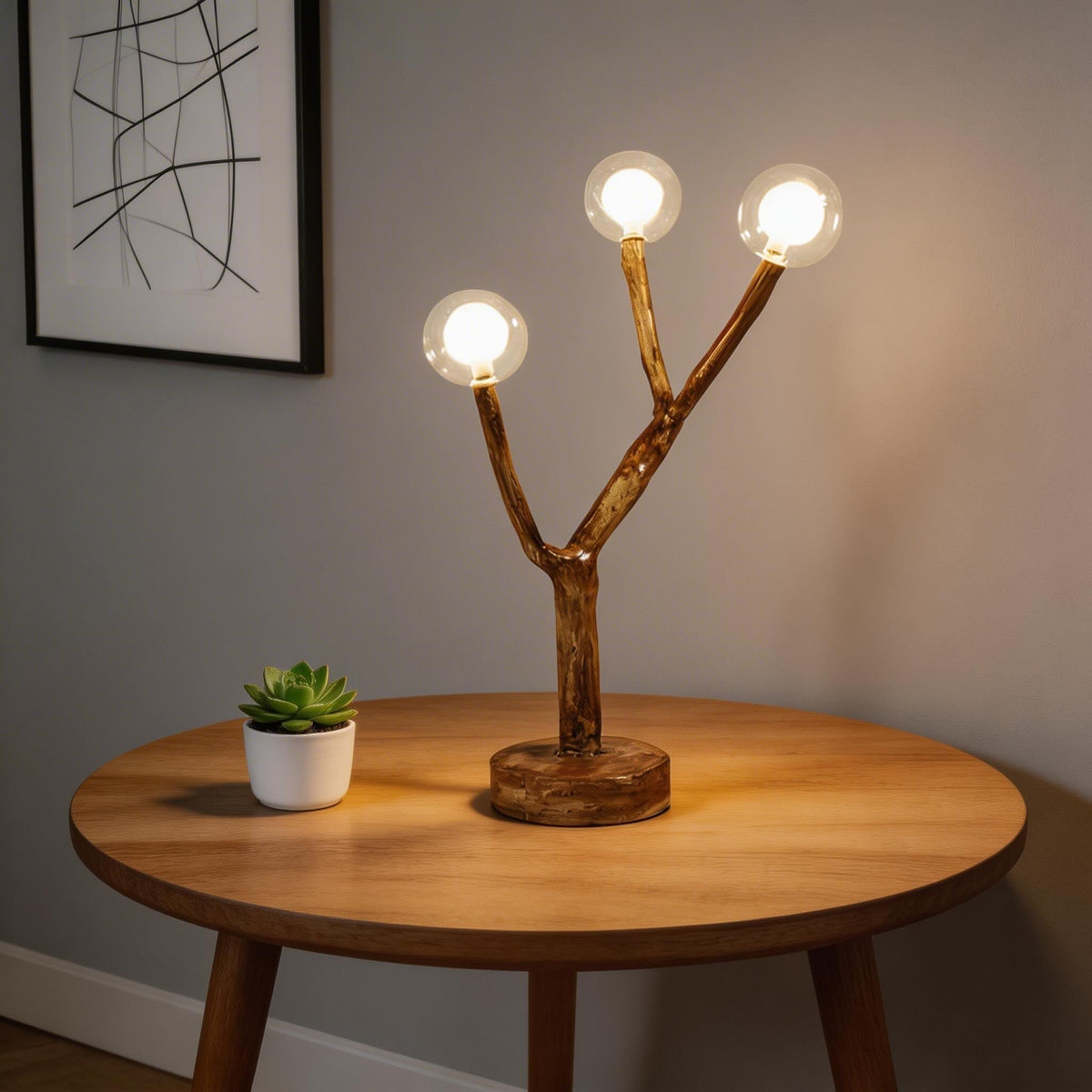 Nordic Rustic Tree Branch LED Floor Lamp — Multiple Sizes, Resin and Glass Design