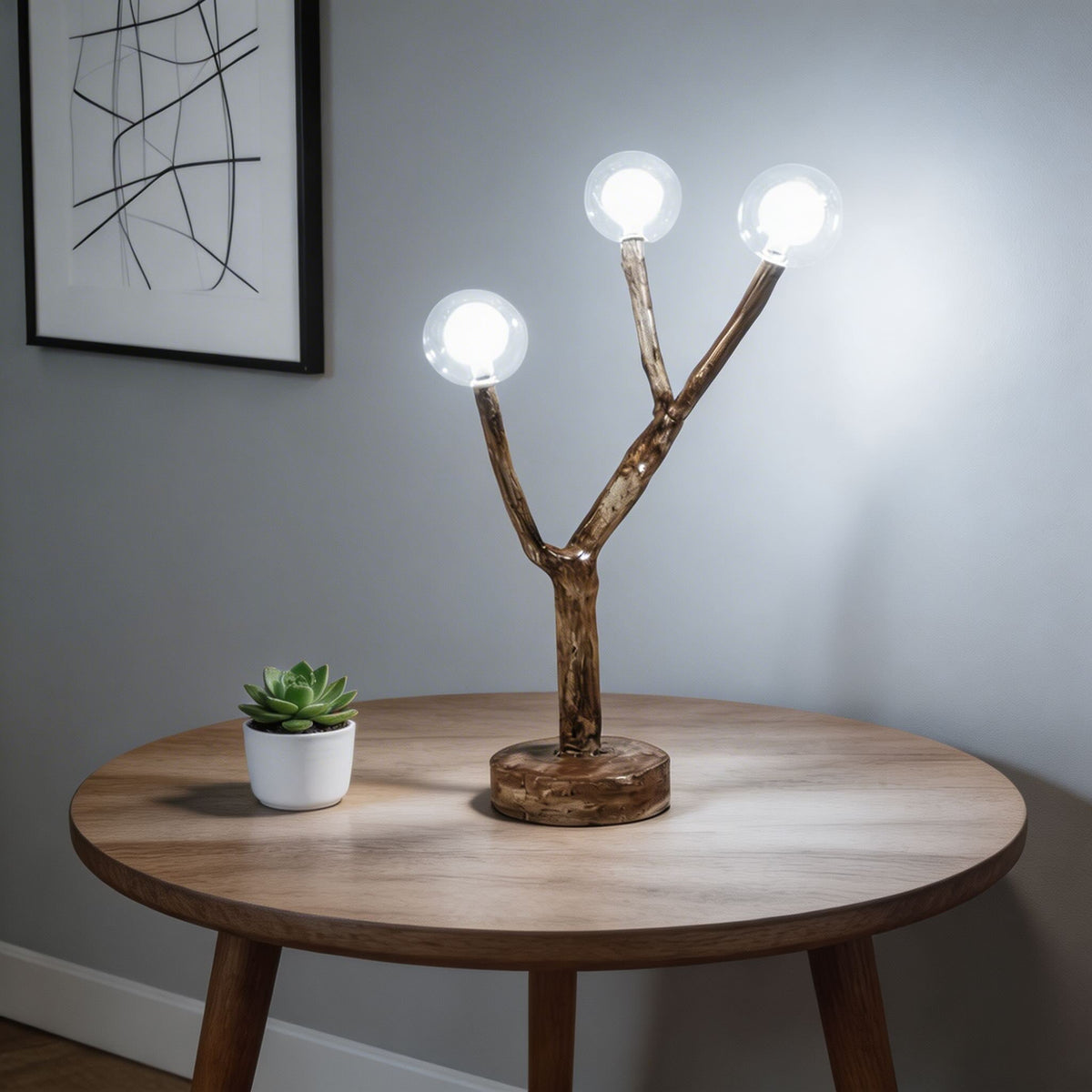 Nordic Rustic Tree Branch LED Floor Lamp — Multiple Sizes, Resin and Glass Design
