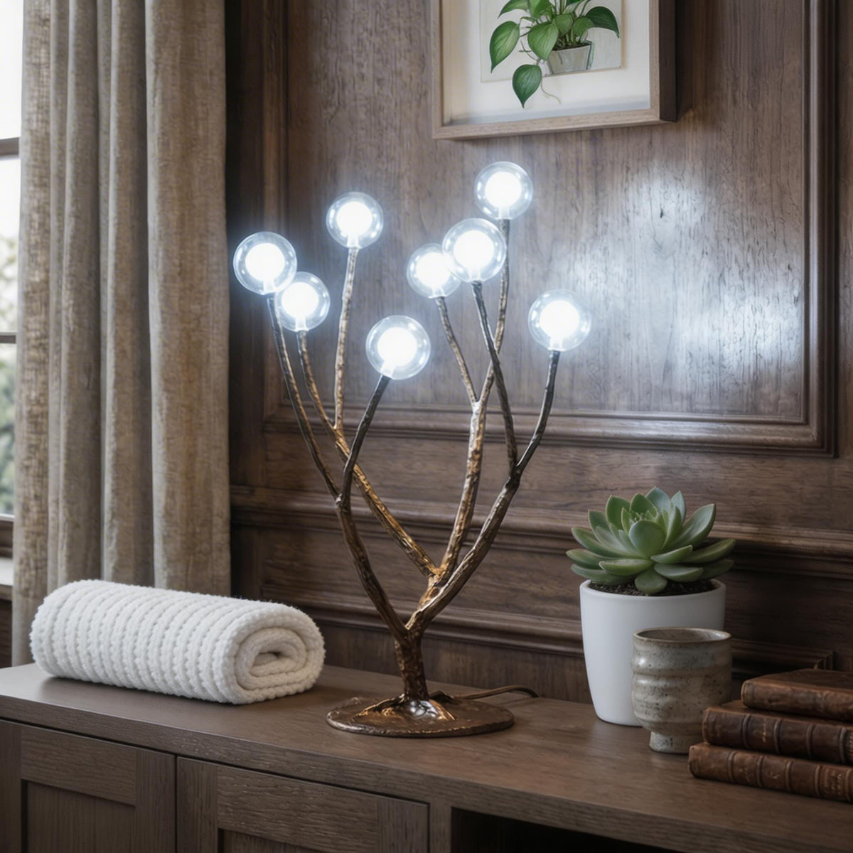 Nordic Rustic Tree Branch LED Floor Lamp — Multiple Sizes, Resin and Glass Design