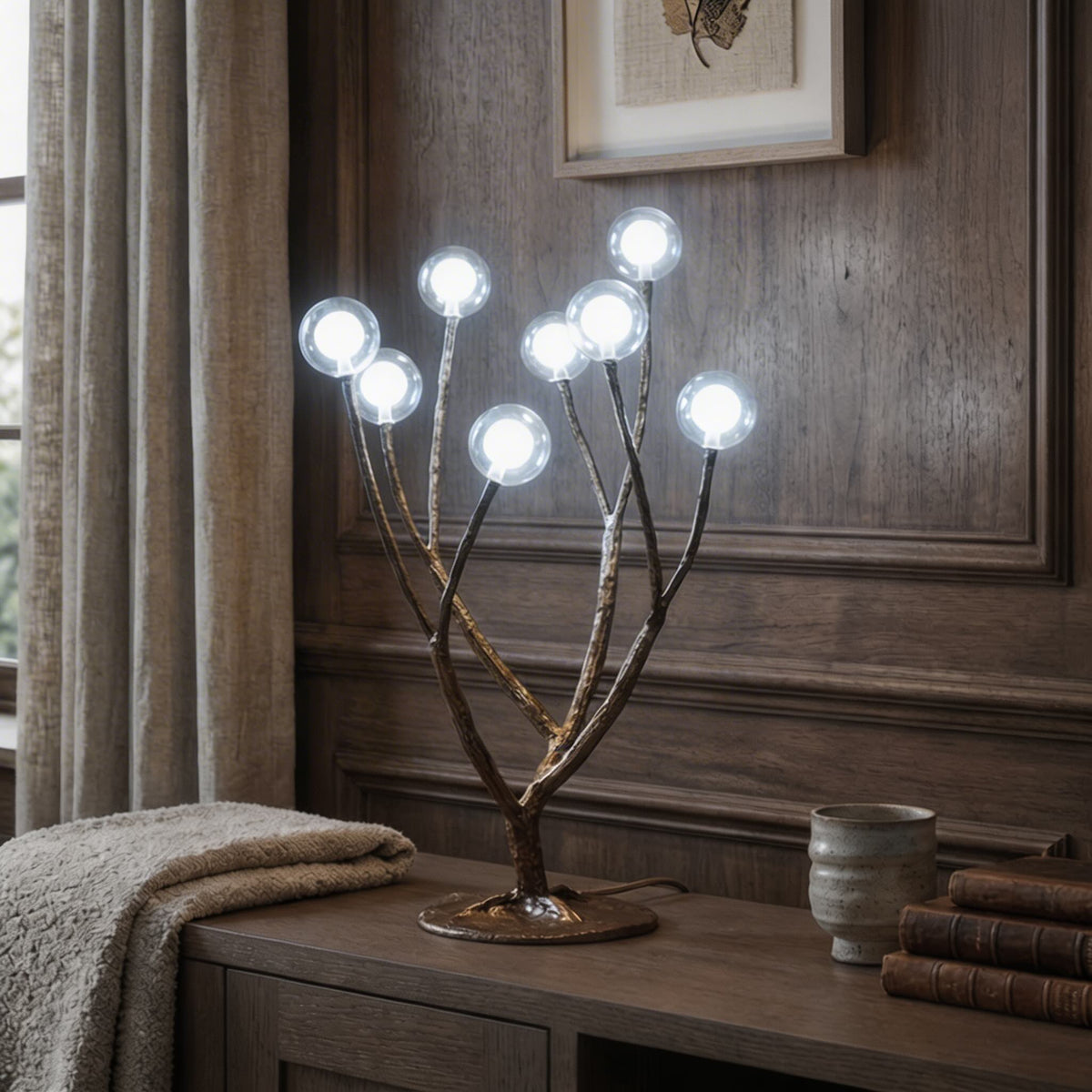 Nordic Rustic Tree Branch LED Floor Lamp — Multiple Sizes, Resin and Glass Design