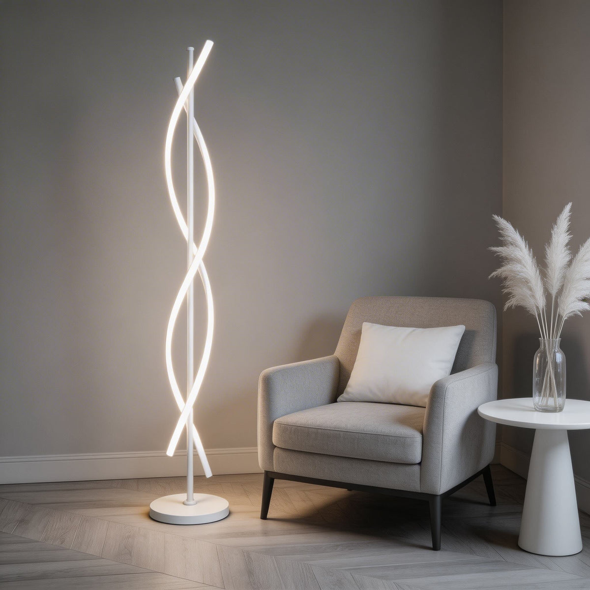 Lampada da terra moderna regolabile in alluminio — dieci LED integrati, illuminazione a 360°