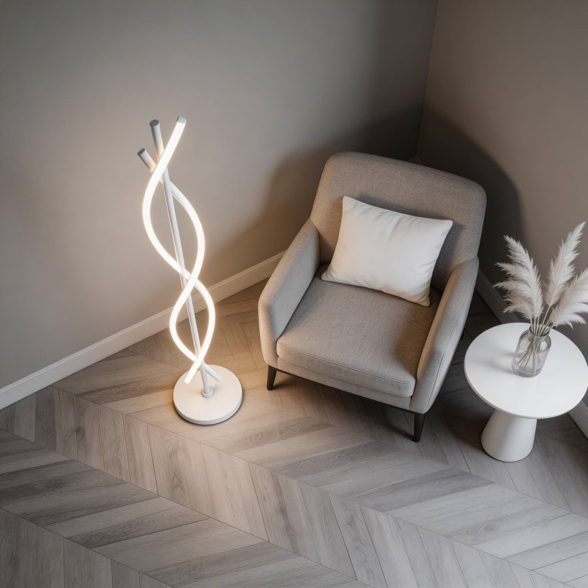Lampada da terra moderna regolabile in alluminio — dieci LED integrati, illuminazione a 360°