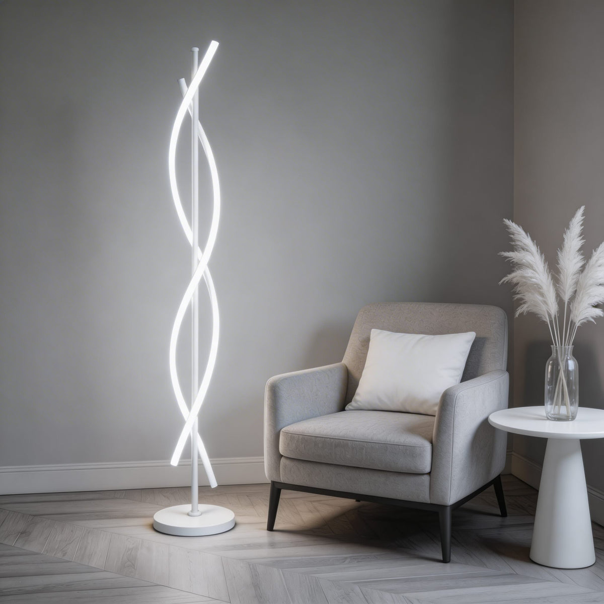 Lampada da terra moderna regolabile in alluminio — dieci LED integrati, illuminazione a 360°