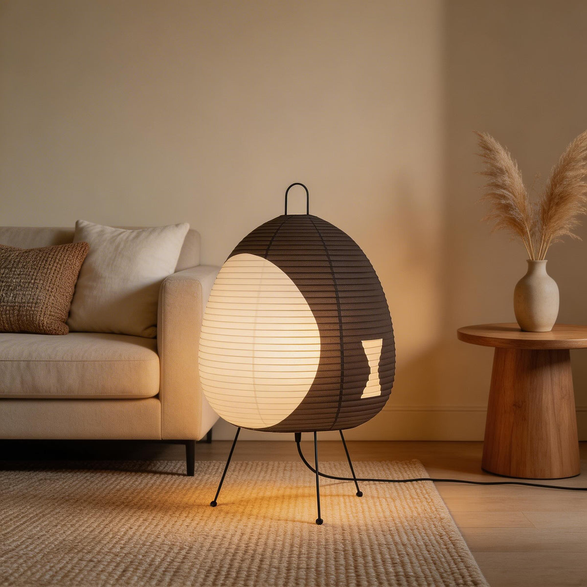 Modern Tripod Floor Lamp — Dimmable Iron Base, Rice Paper Shade