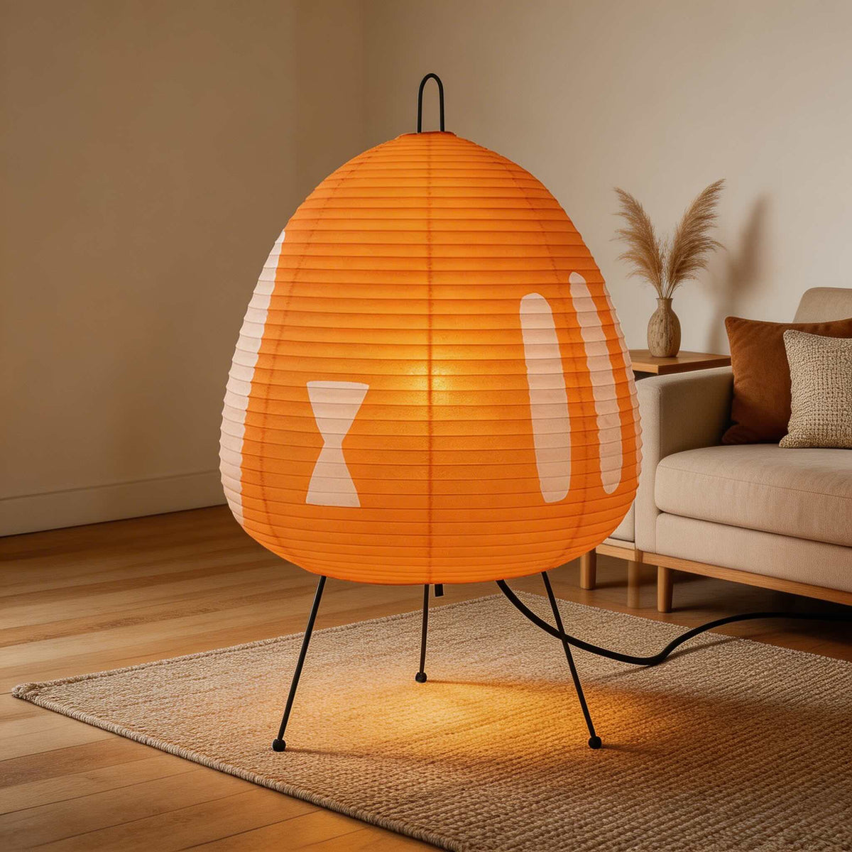 Modern Tripod Floor Lamp — Dimmable Iron Base, Rice Paper Shade
