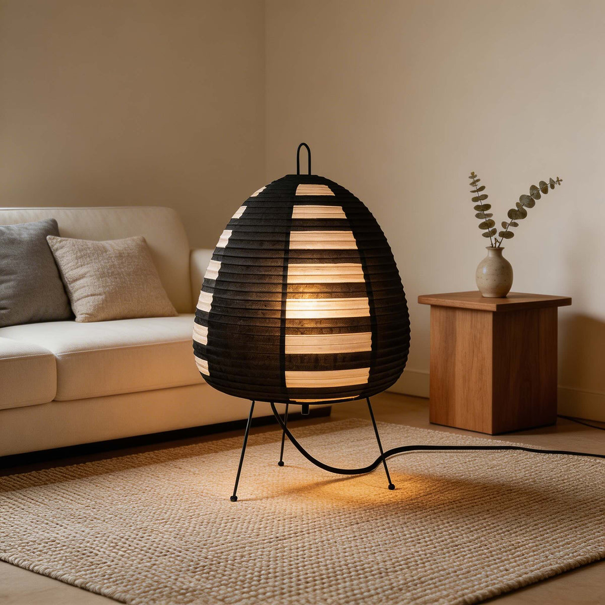 Modern Tripod Floor Lamp — Dimmable Iron Base, Rice Paper Shade