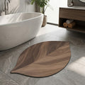 Modern Leaf Diatomite Bath Mat — Water Absorbing Surface, Non-Slip Backing, Minimalist Floor Runner