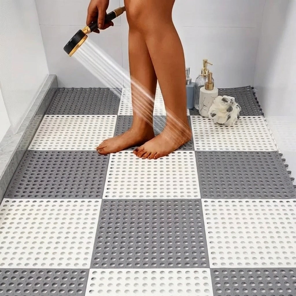 Set moderno di tappetini da bagno in plastica — design cavo impermeabile e antiscivolo, facile da pulire