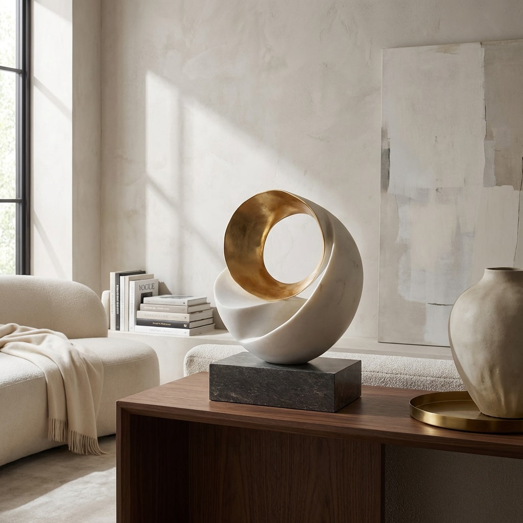 Scultura astratta geometrica in resina — elemento d'arte moderno e minimalista
