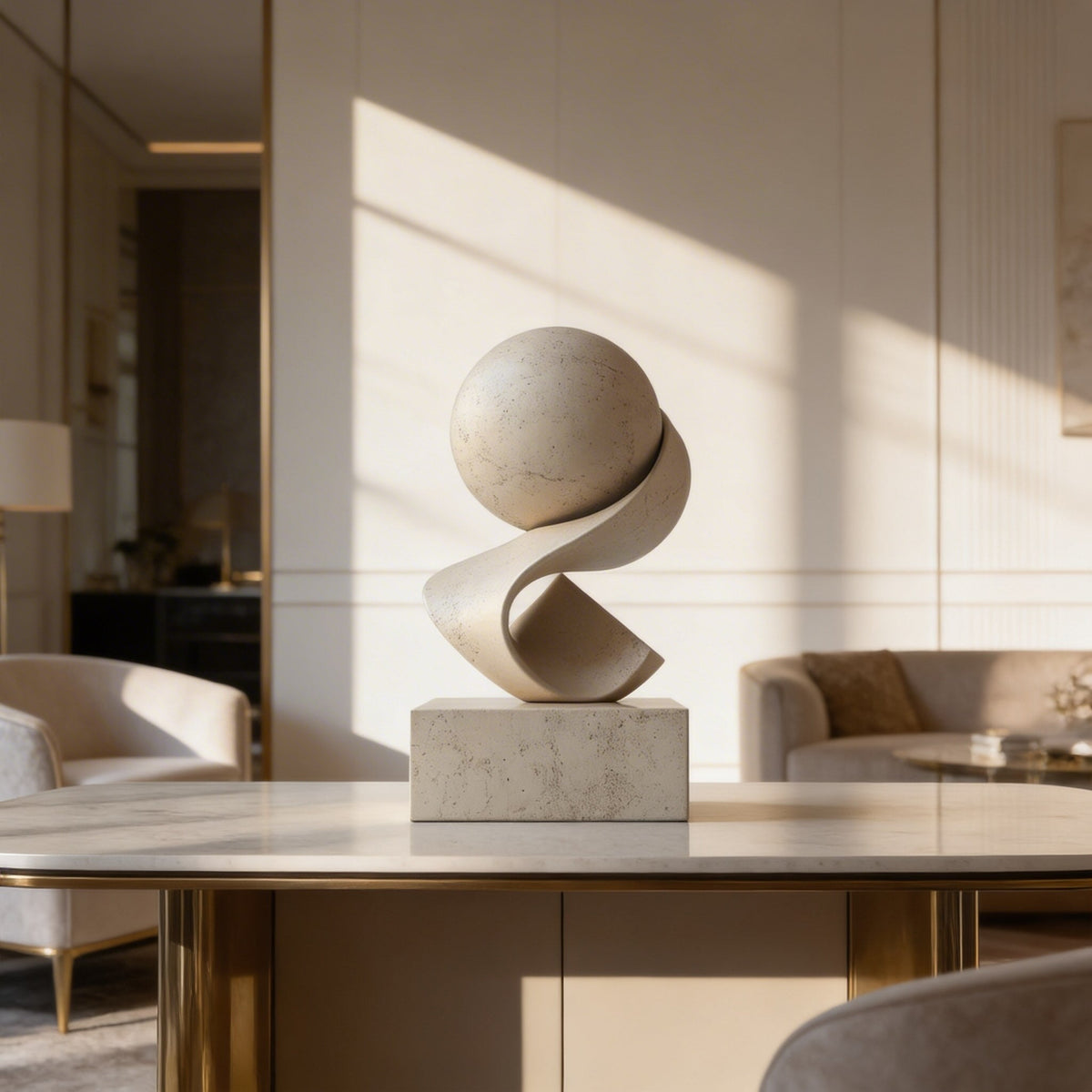 Scultura astratta geometrica in resina — elemento d'arte moderno e minimalista