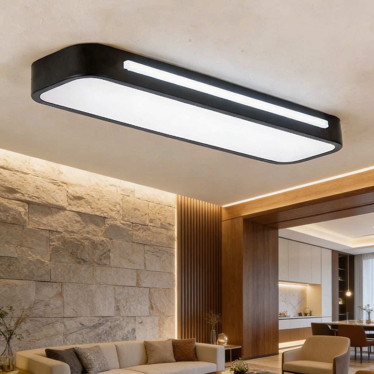Moderne slank oval LED-loftslampe — justerbart metalhus, skærm i matteret akryl