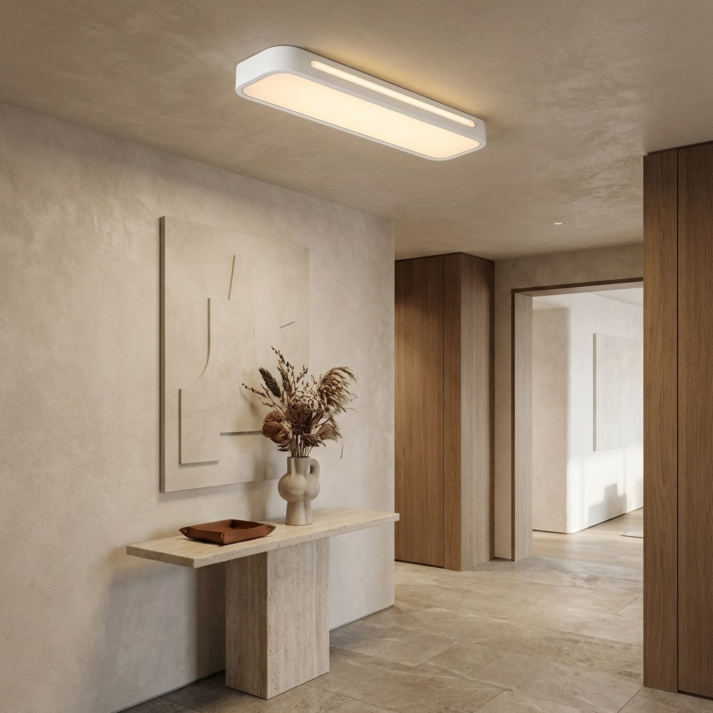 Moderne slank oval LED-loftslampe — justerbart metalhus, skærm i matteret akryl