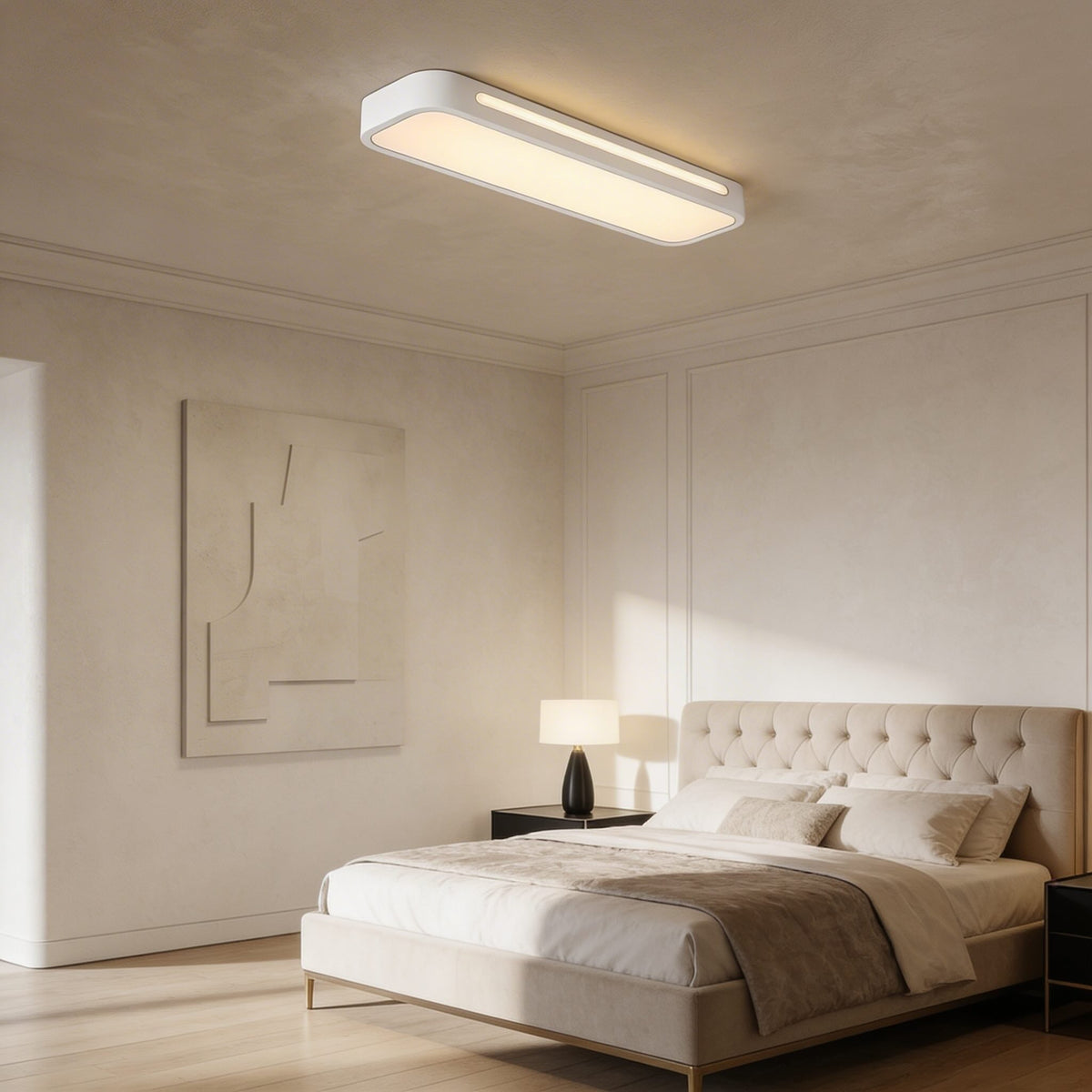 Moderne slank oval LED-loftslampe — justerbart metalhus, skærm i matteret akryl