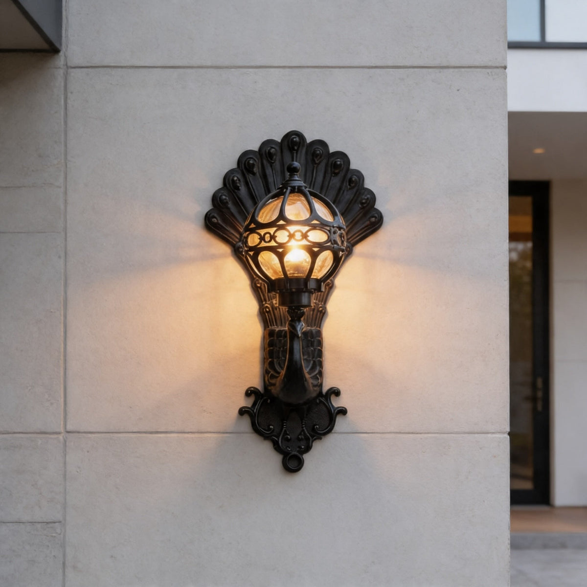 Modern Outdoor Wall Lantern — IP55 Waterproof, 20W E26 Compatible, Aluminum Frame, Glass Shade
