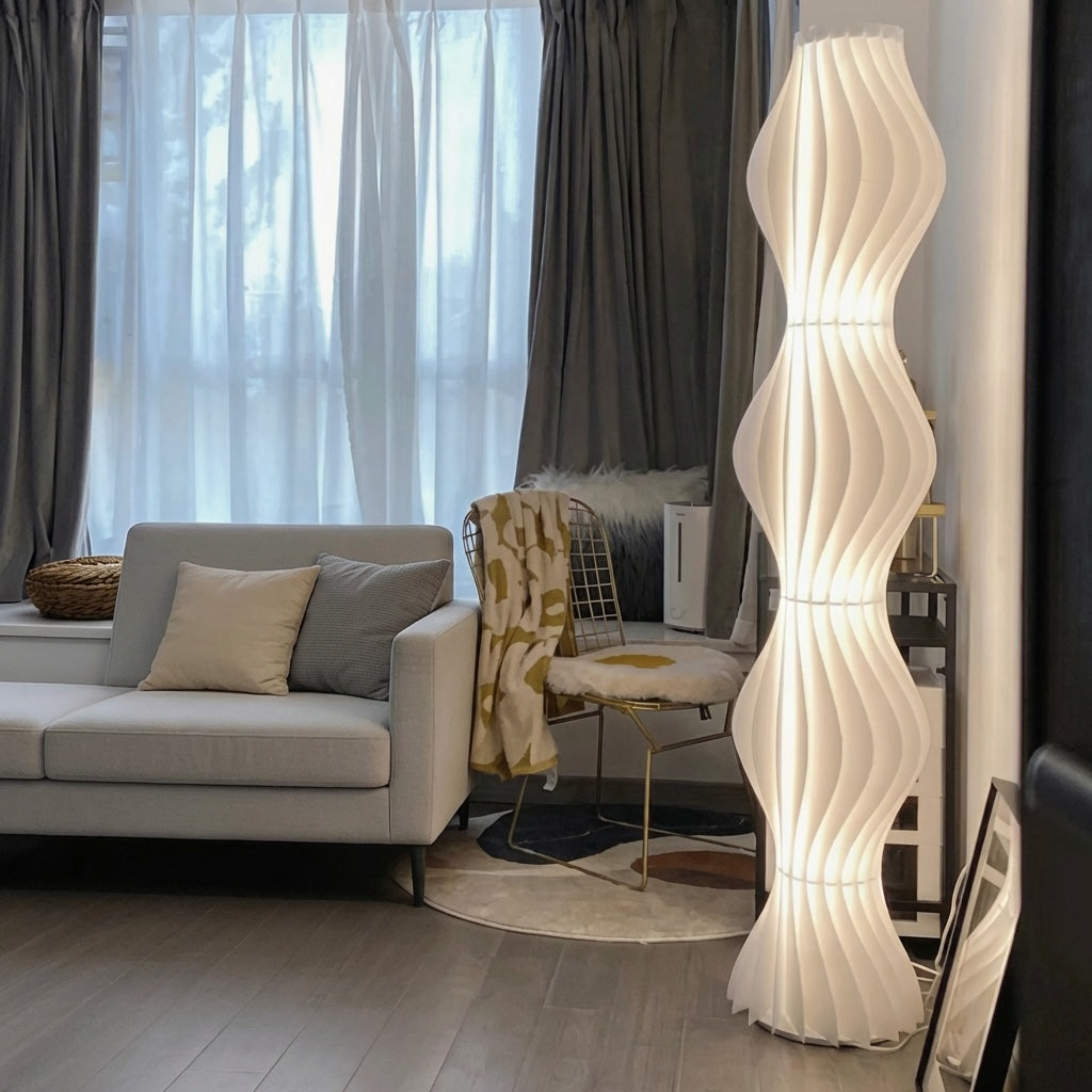 Modern nordisk golvlampa - justerbar LED, avsmalnande design i järn och akryl, 69 tum hög