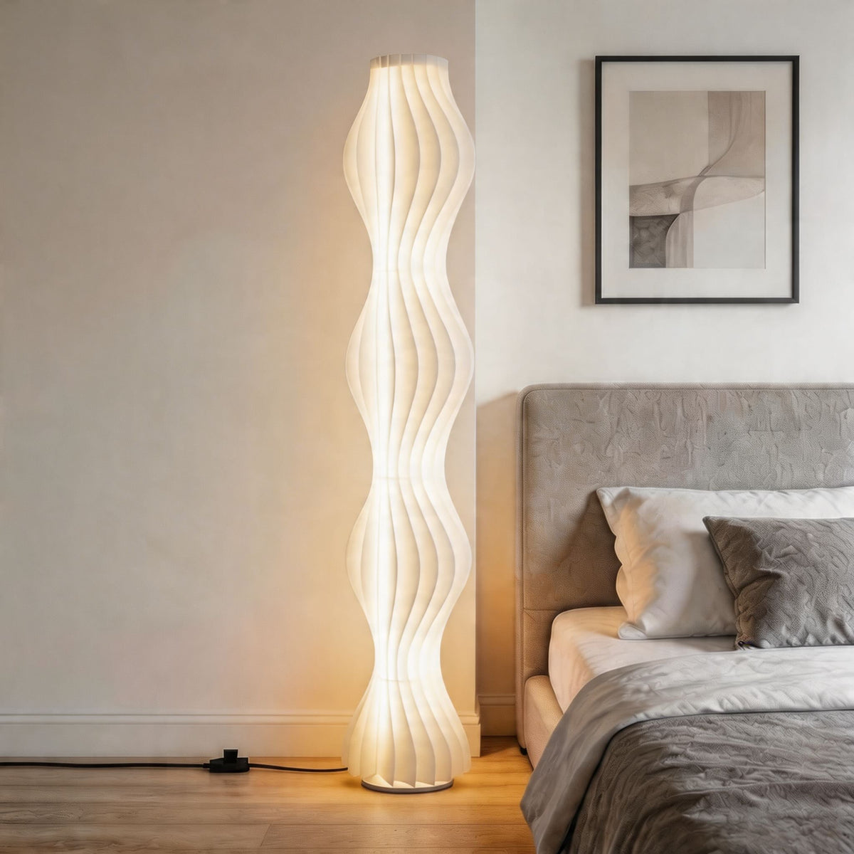 Modern nordisk golvlampa - justerbar LED, avsmalnande design i järn och akryl, 69 tum hög