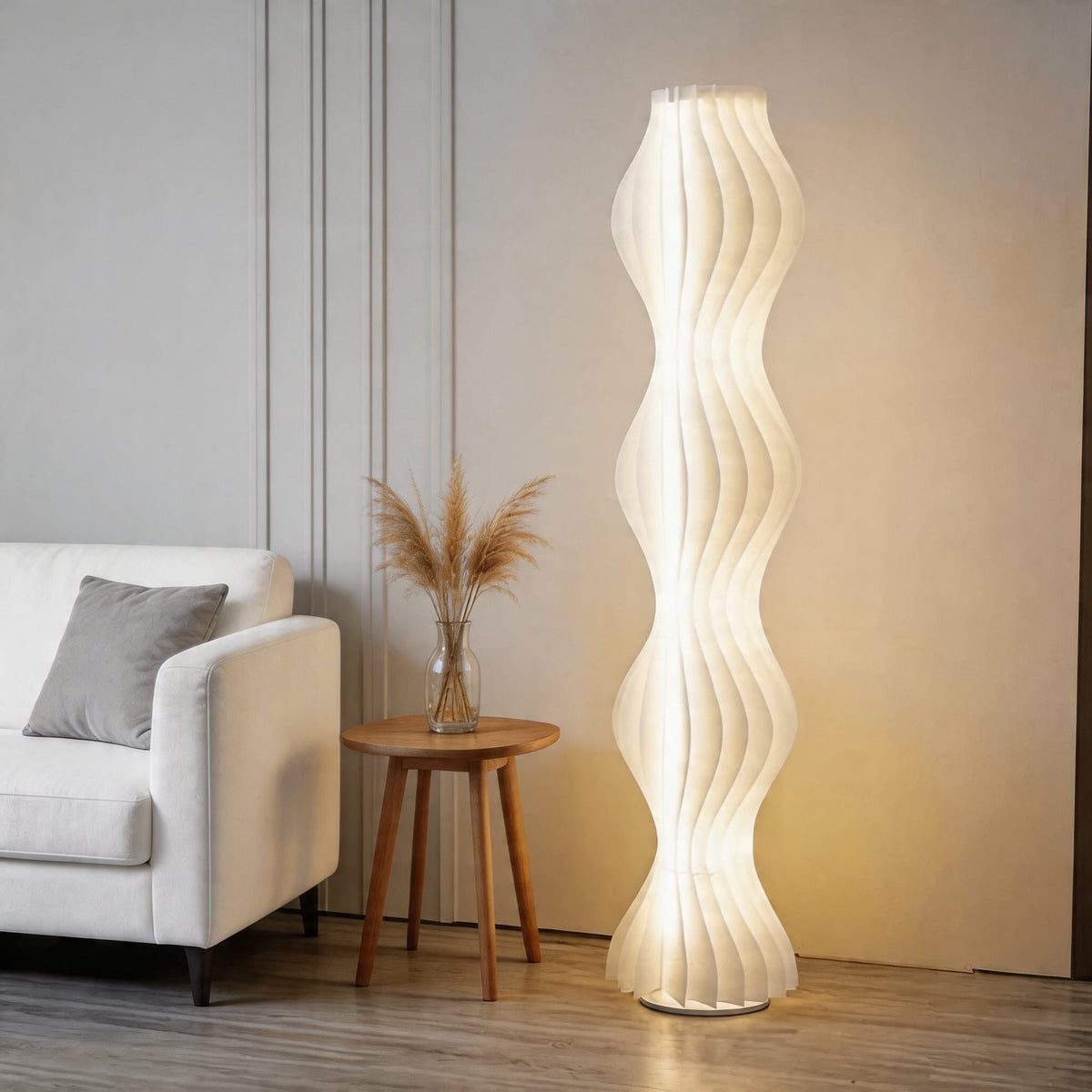 Modern nordisk golvlampa - justerbar LED, avsmalnande design i järn och akryl, 69 tum hög