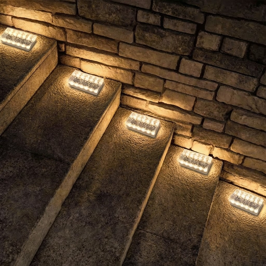 Napelemes téglalámpák — vízálló, 12 LED-es kerti ösvénylámpák