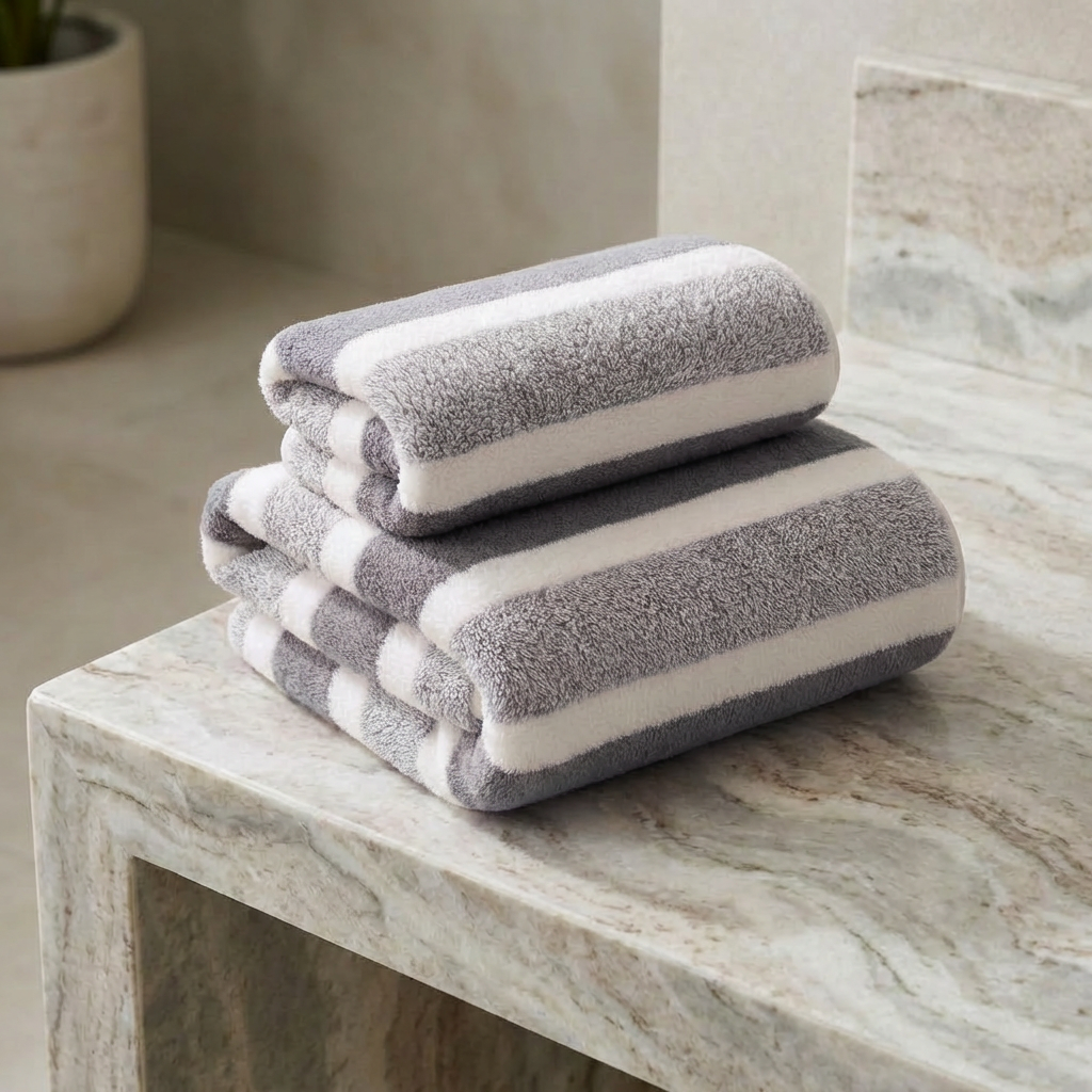 Modern Striped Microfiber Bath Towel Set — Quick Dry, Soft Absorbent