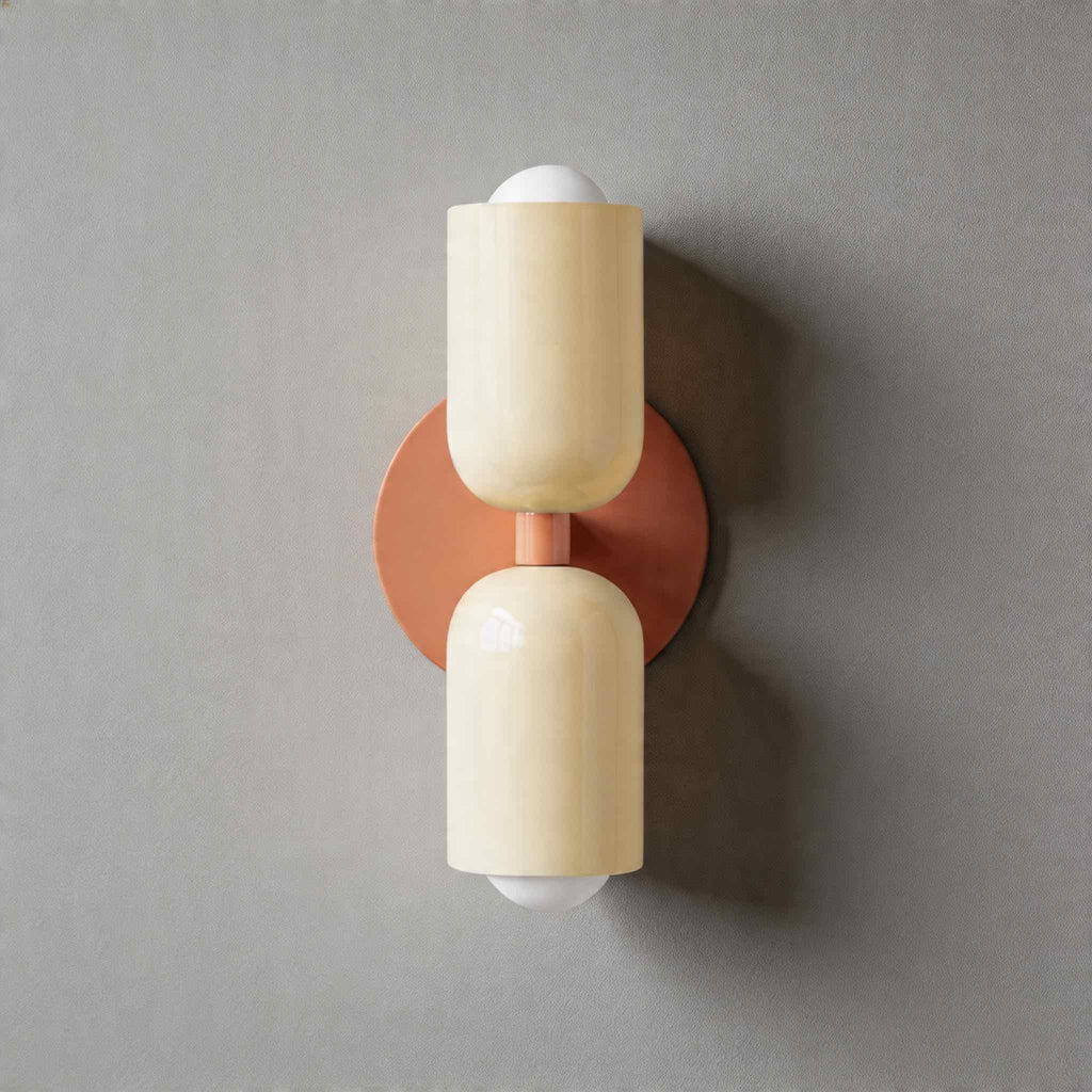 Modern nordisk vägglampa med dubbla huvuden - målat järn, väggmonterad, dimbar E26, LED-kompatibel