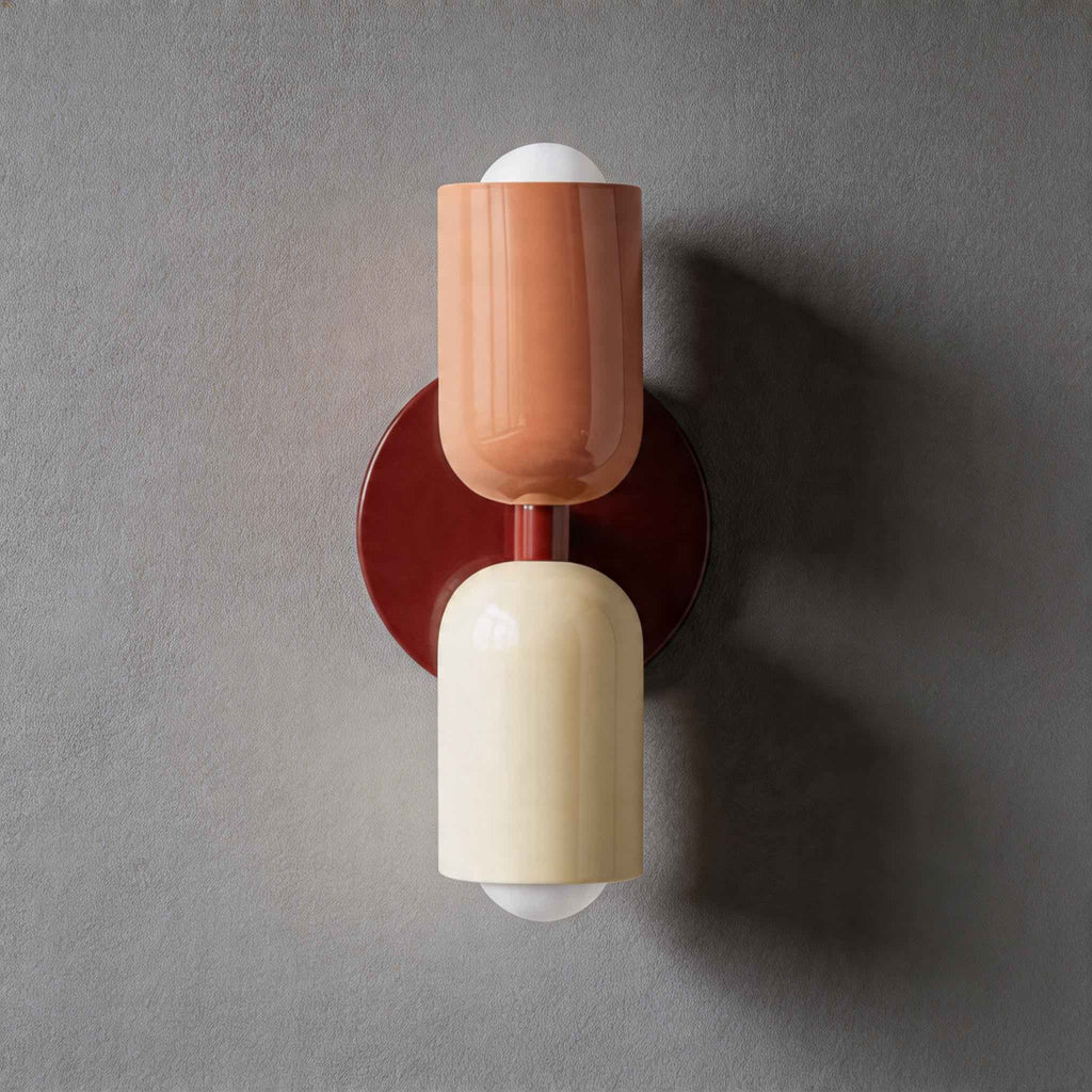 Modern nordisk vägglampa med dubbla huvuden - målat järn, väggmonterad, dimbar E26, LED-kompatibel