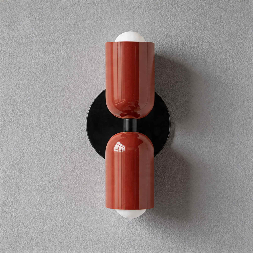 Modern nordisk vägglampa med dubbla huvuden - målat järn, väggmonterad, dimbar E26, LED-kompatibel
