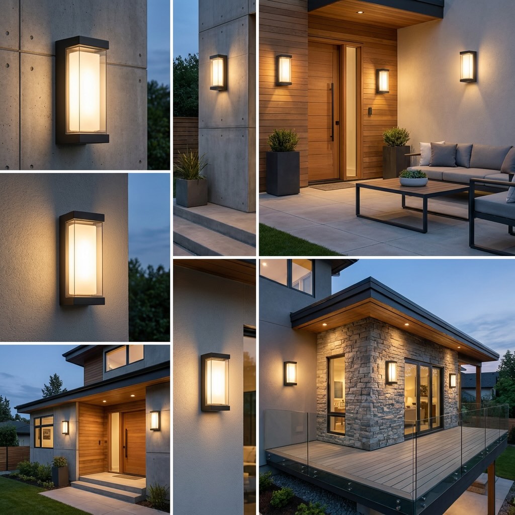 Modern IP65 Waterproof LED Outdoor Wall Mounted Light — Black ABS, Adjustable Color Temperature