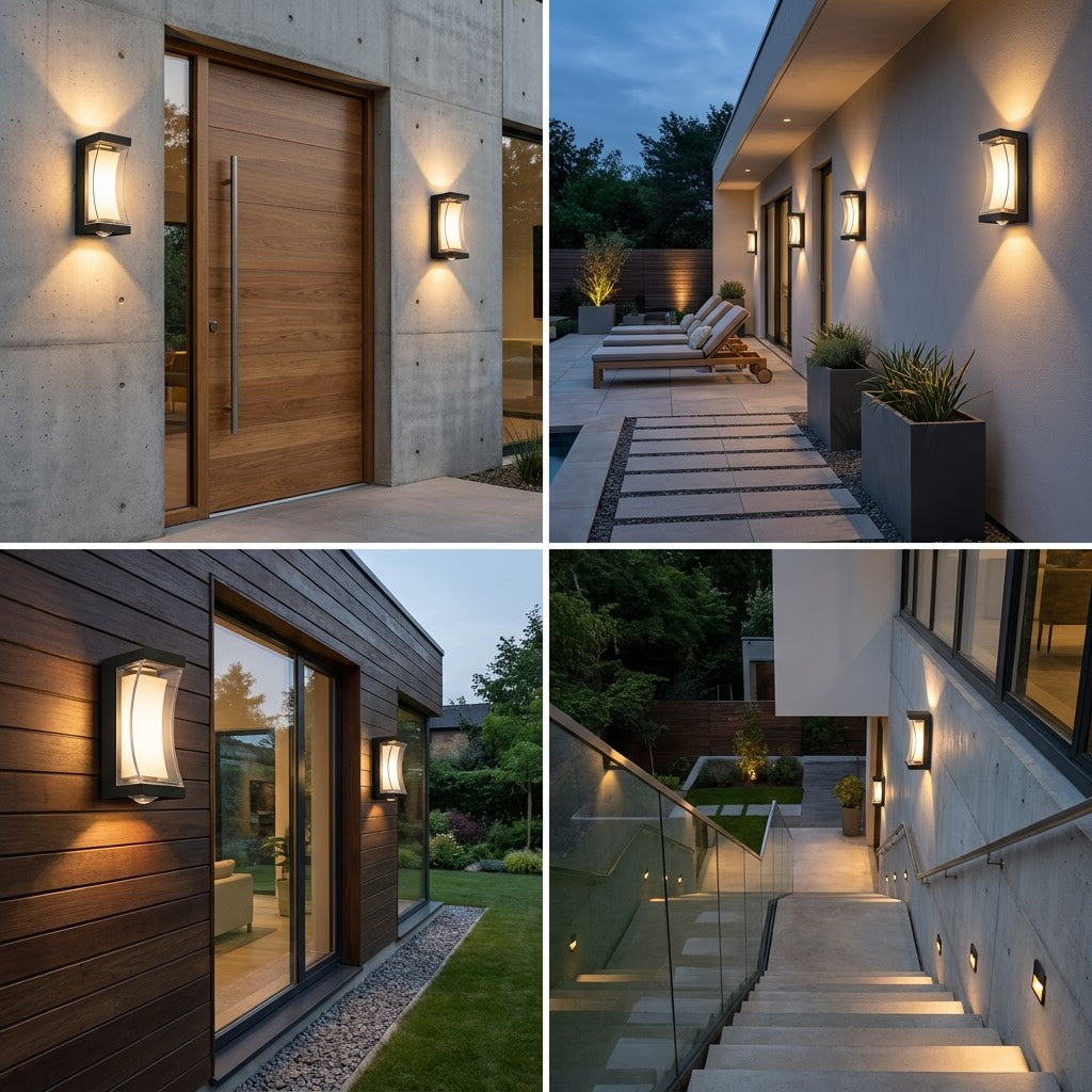 Modern IP65 Waterproof LED Outdoor Wall Mounted Light — Black ABS, Adjustable Color Temperature