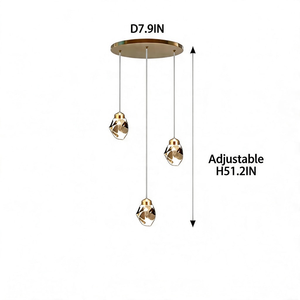Lampadario moderno a LED in cristallo — lampada a sospensione regolabile, da 3 a 35 luci