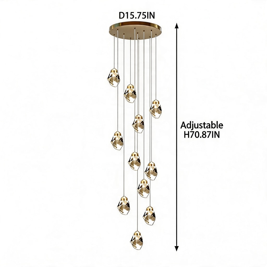 Lampadario moderno a LED in cristallo — lampada a sospensione regolabile, da 3 a 35 luci