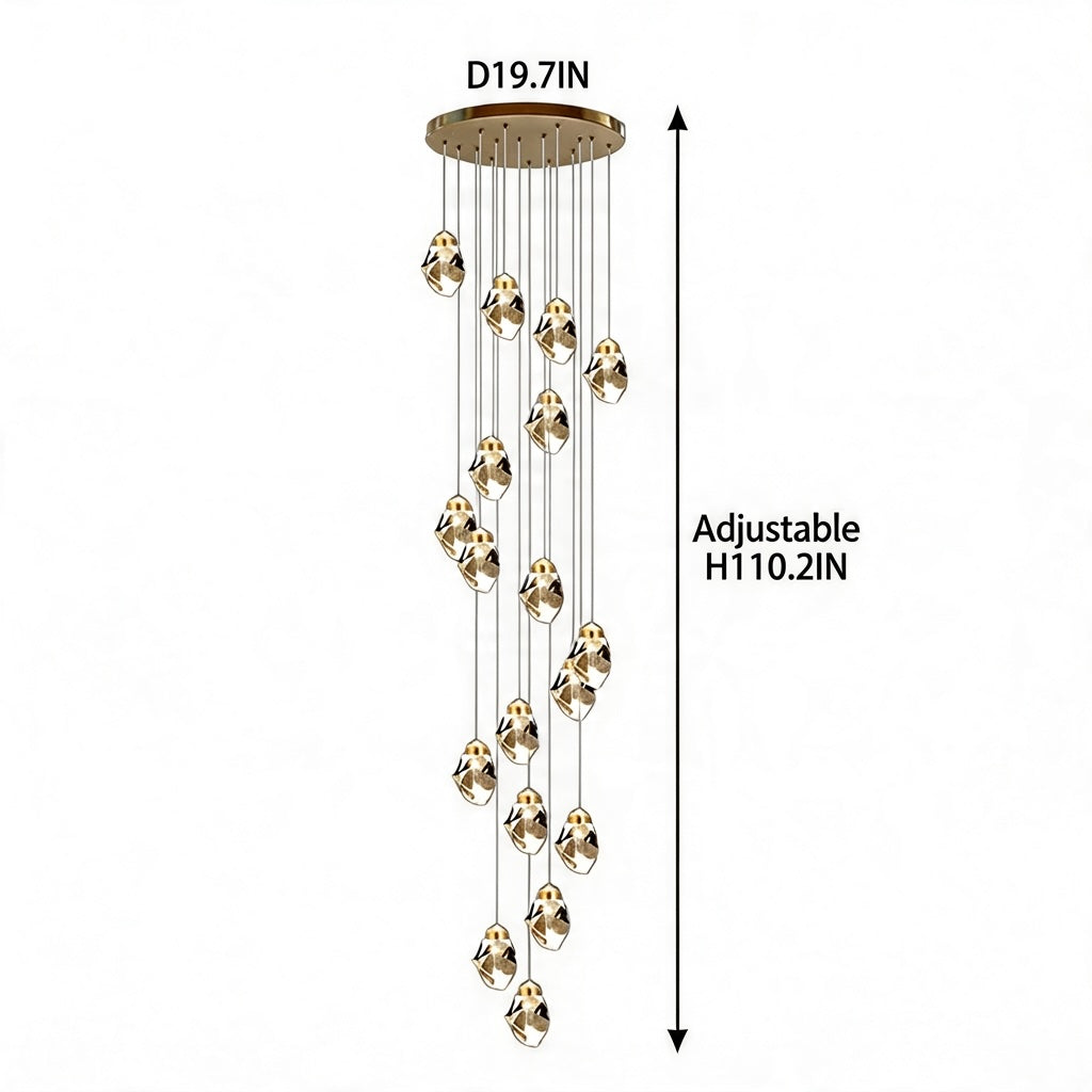Lampadario moderno a LED in cristallo — lampada a sospensione regolabile, da 3 a 35 luci