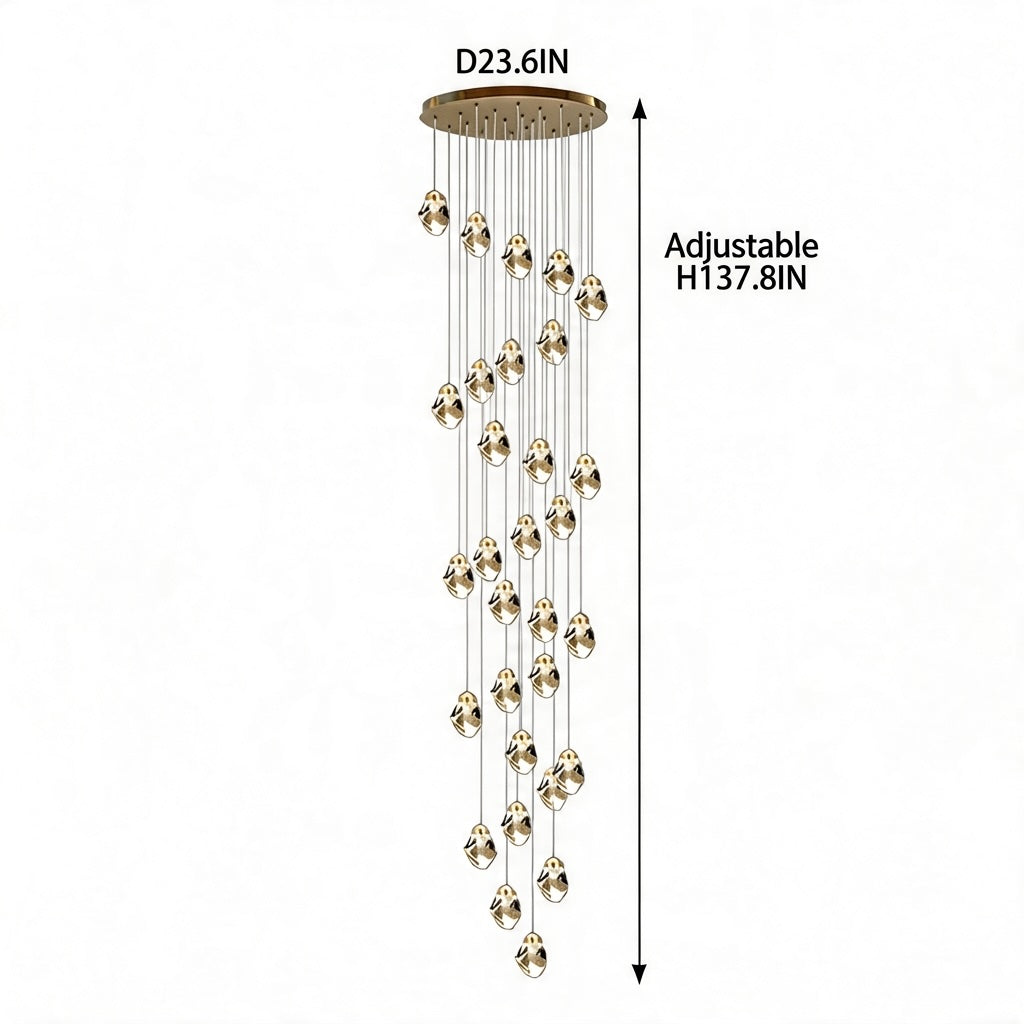 Lampadario moderno a LED in cristallo — lampada a sospensione regolabile, da 3 a 35 luci