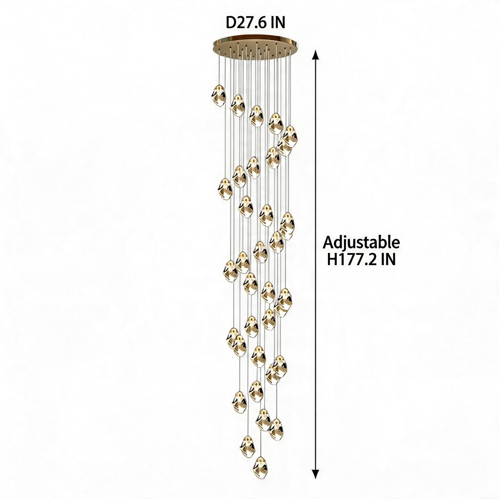 Lampadario moderno a LED in cristallo — lampada a sospensione regolabile, da 3 a 35 luci