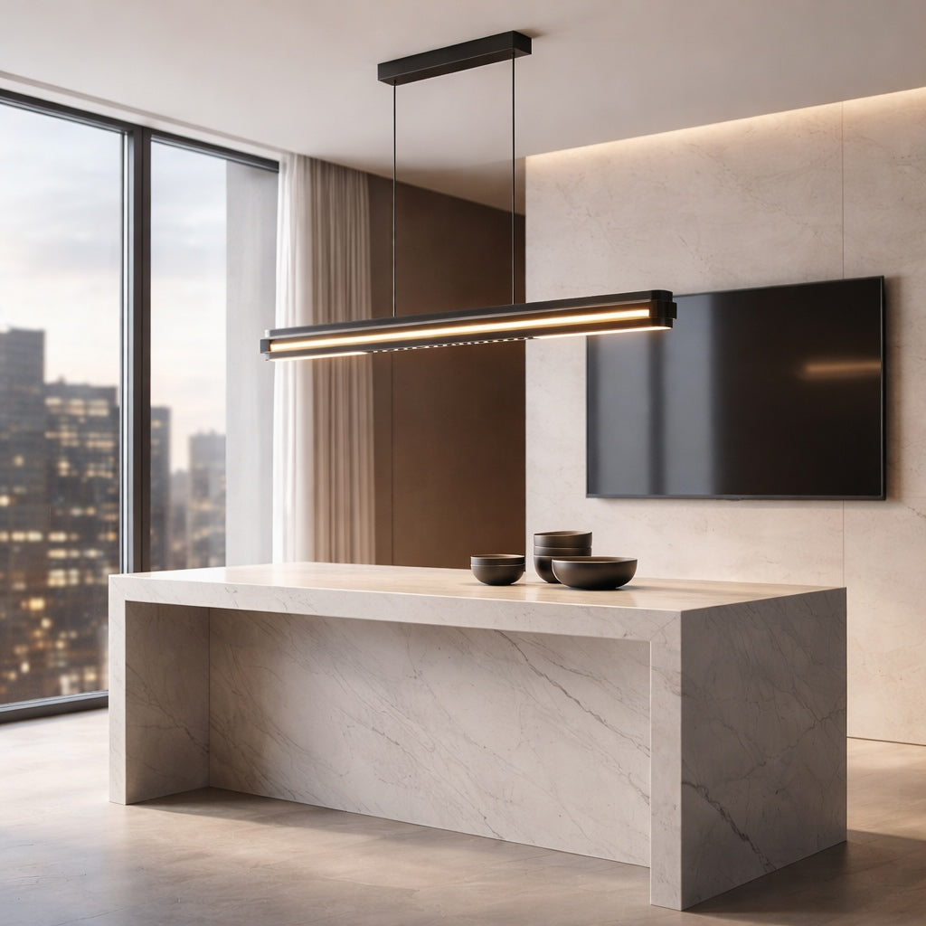 Modern Linear LED Pendant Light — Adjustable Length Metal Ceiling Lamp