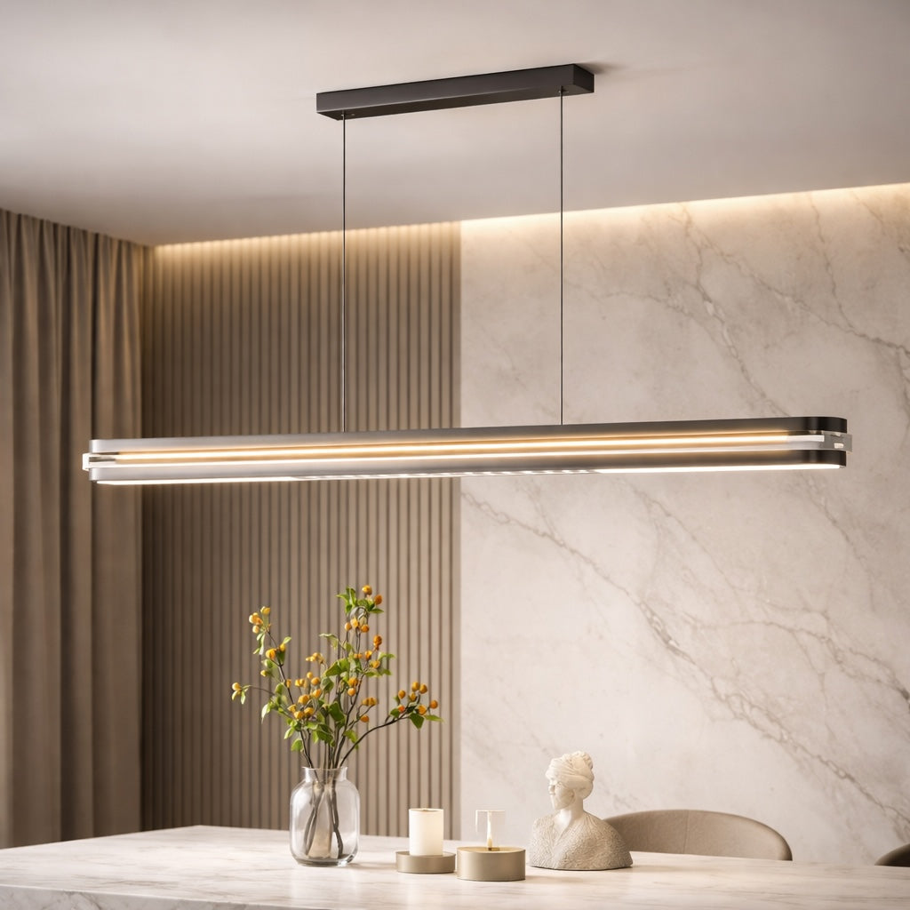 Modern Linear LED Pendant Light — Adjustable Length Metal Ceiling Lamp