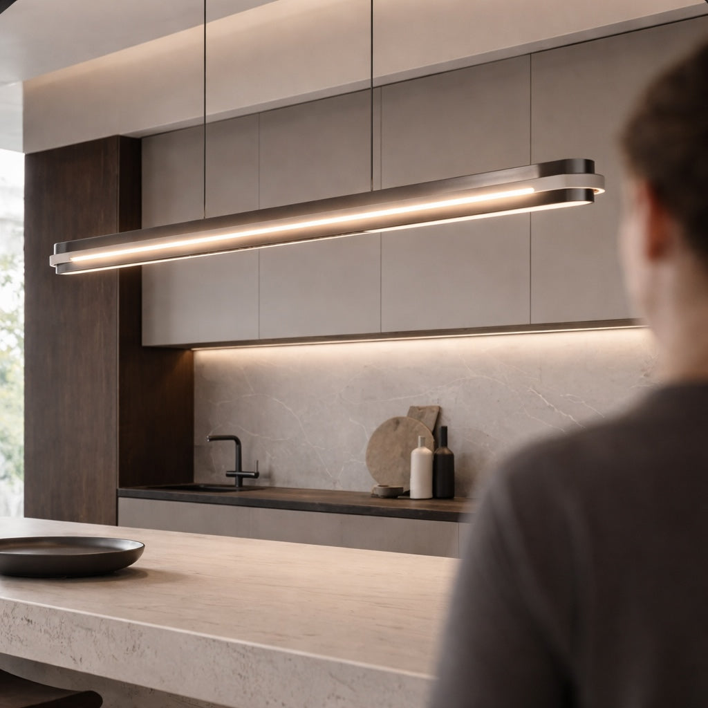 Modern Linear LED Pendant Light — Adjustable Length Metal Ceiling Lamp