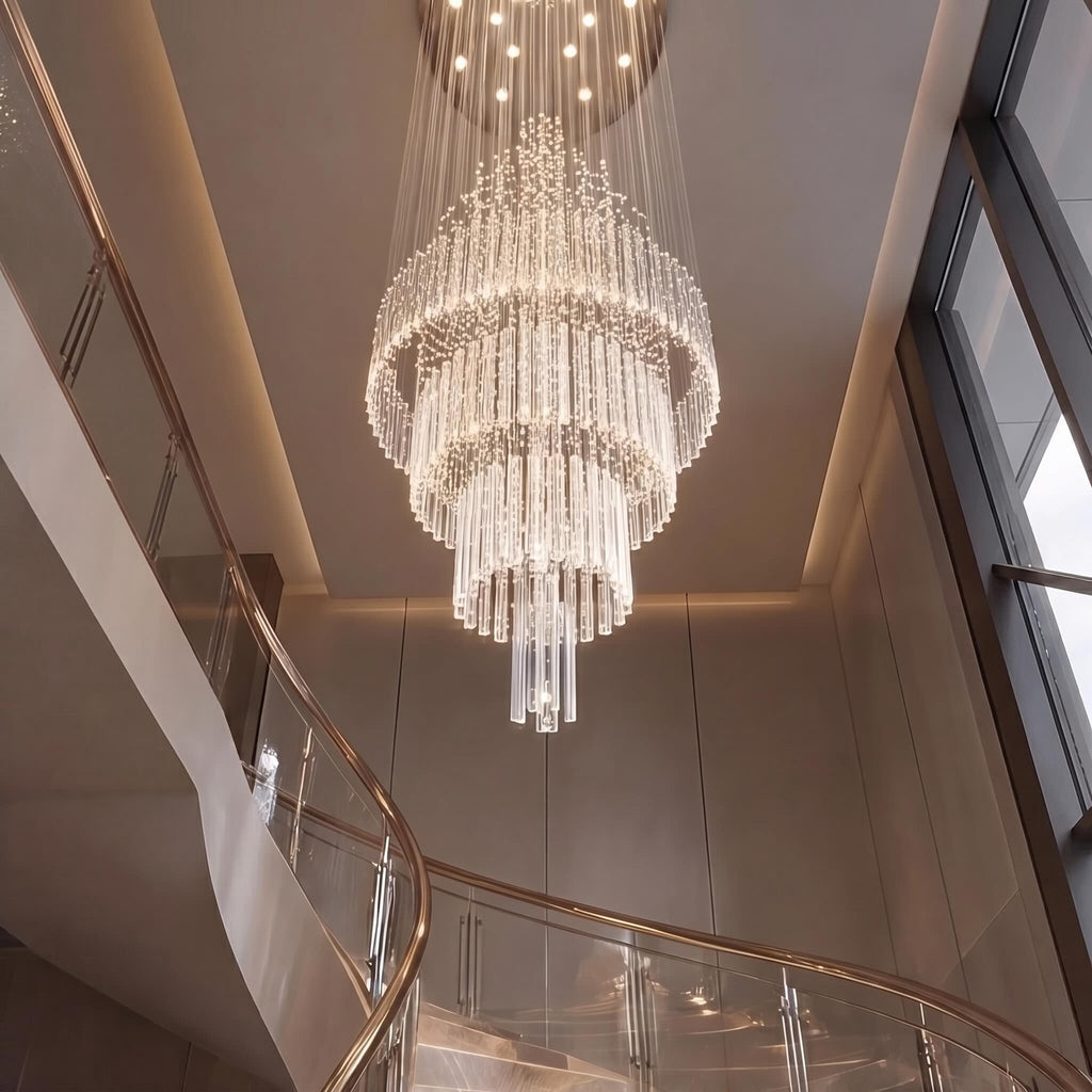 Lustre moderne en cristal à LED à 18 lumières — hauteur réglable, verre K9, finition chromée