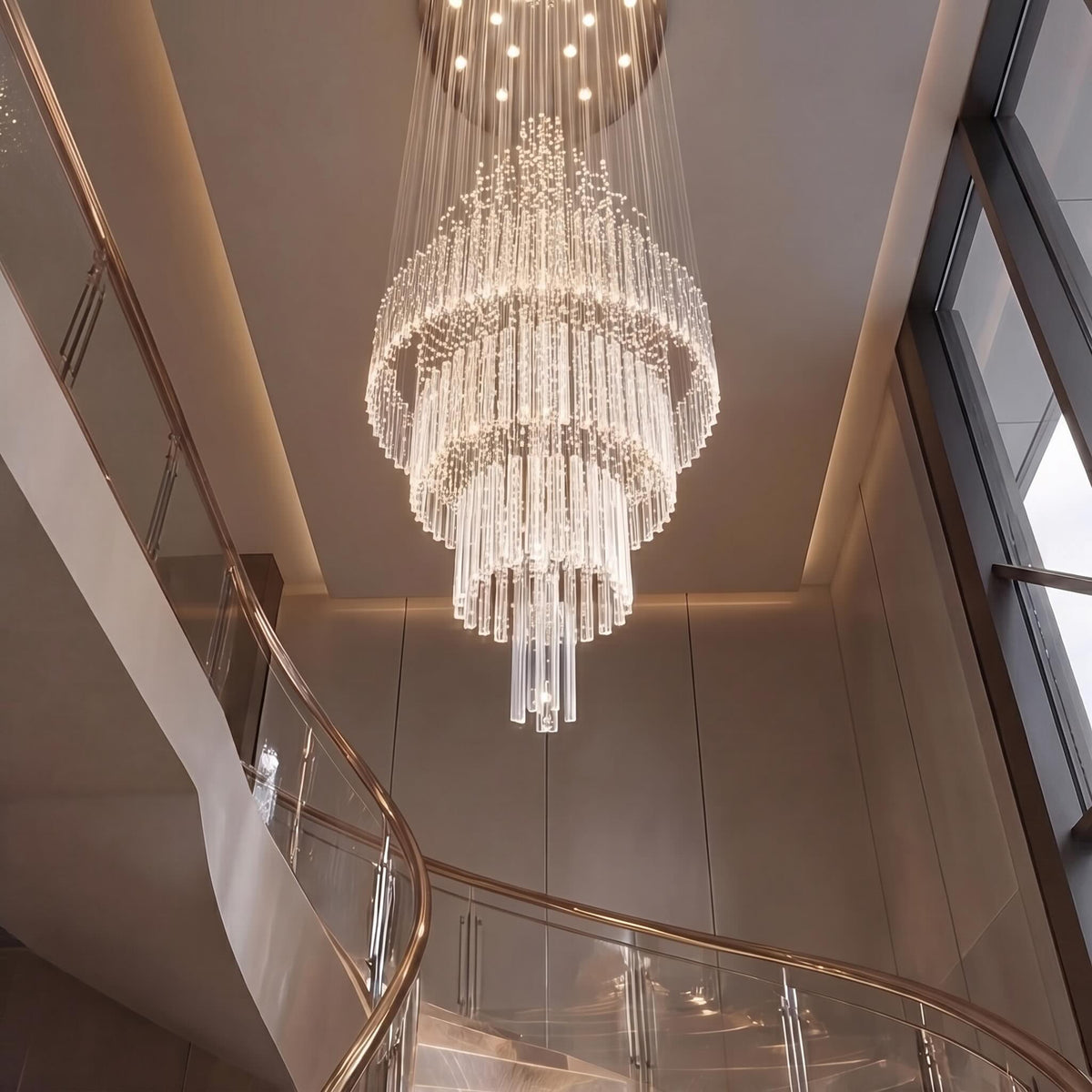 Lustre moderne en cristal à LED à 18 lumières — hauteur réglable, verre K9, finition chromée