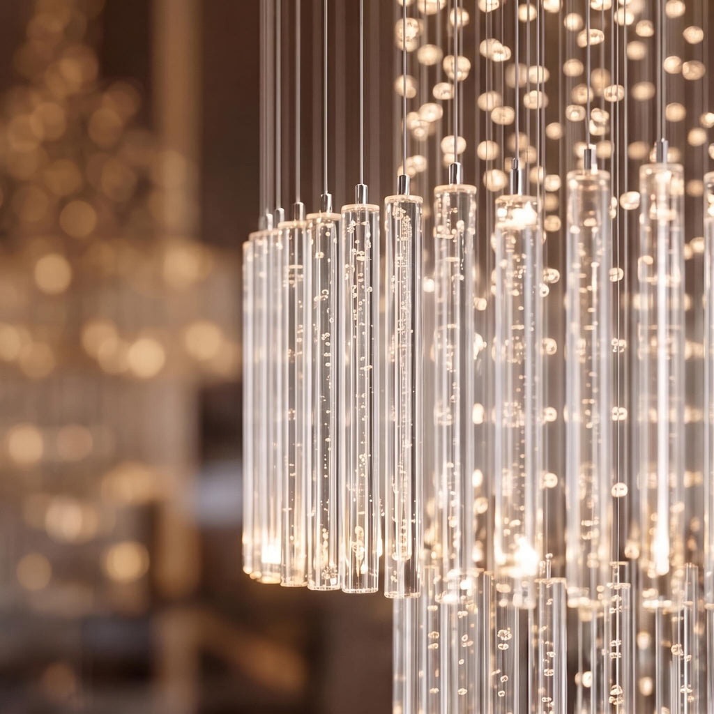 Lustre moderne en cristal à LED à 18 lumières — hauteur réglable, verre K9, finition chromée