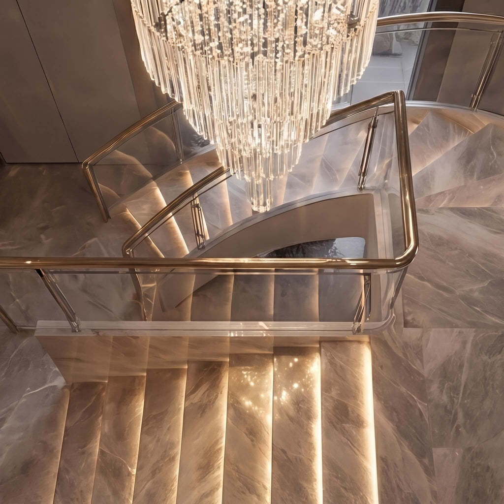 Lustre moderne en cristal à LED à 18 lumières — hauteur réglable, verre K9, finition chromée