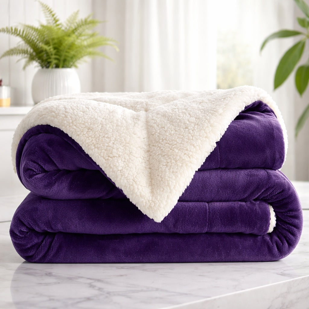 Coperta reversibile in pile sherpa — Grande formato, morbida, soffice e calda