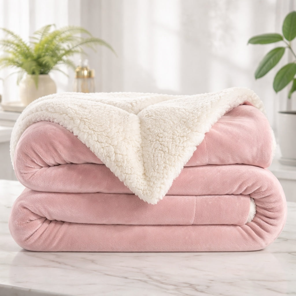 Coperta reversibile in pile sherpa — Grande formato, morbida, soffice e calda