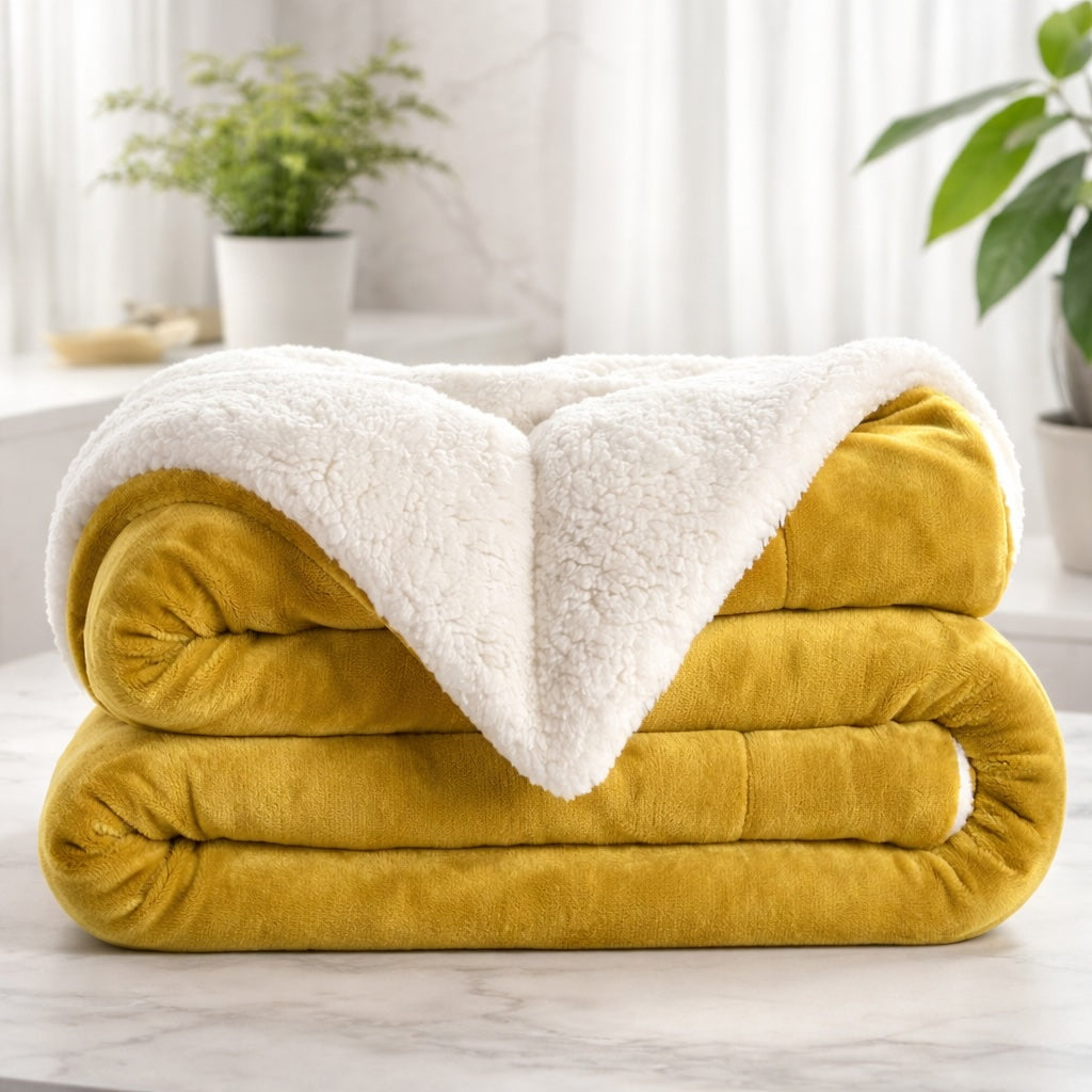 Coperta reversibile in pile sherpa — Grande formato, morbida, soffice e calda