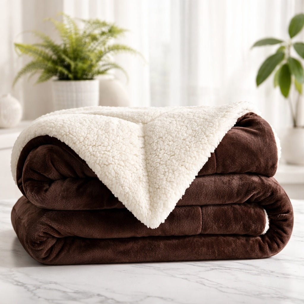 Coperta reversibile in pile sherpa — Grande formato, morbida, soffice e calda