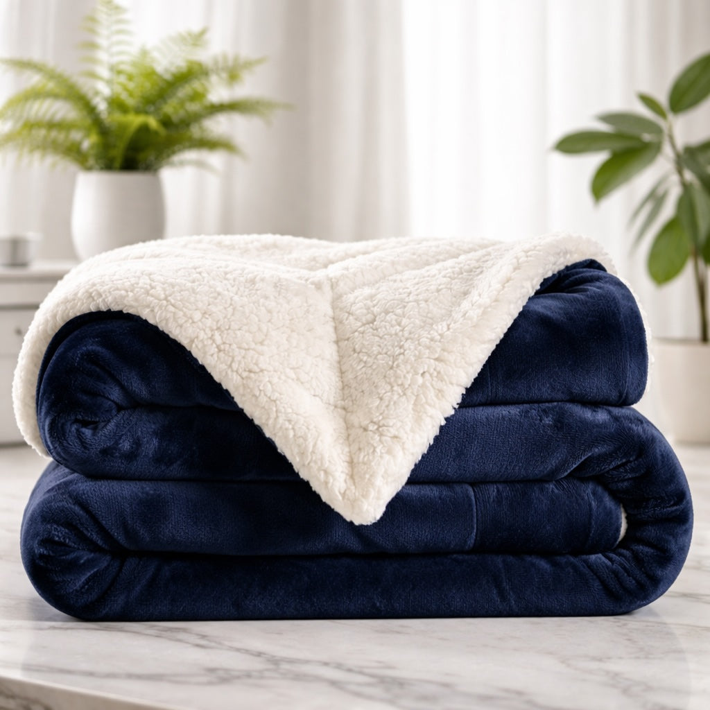 Coperta reversibile in pile sherpa — Grande formato, morbida, soffice e calda