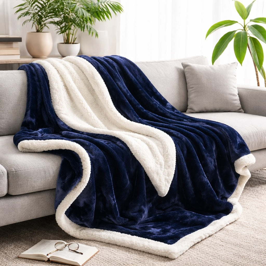 Coperta reversibile in pile sherpa — Grande formato, morbida, soffice e calda