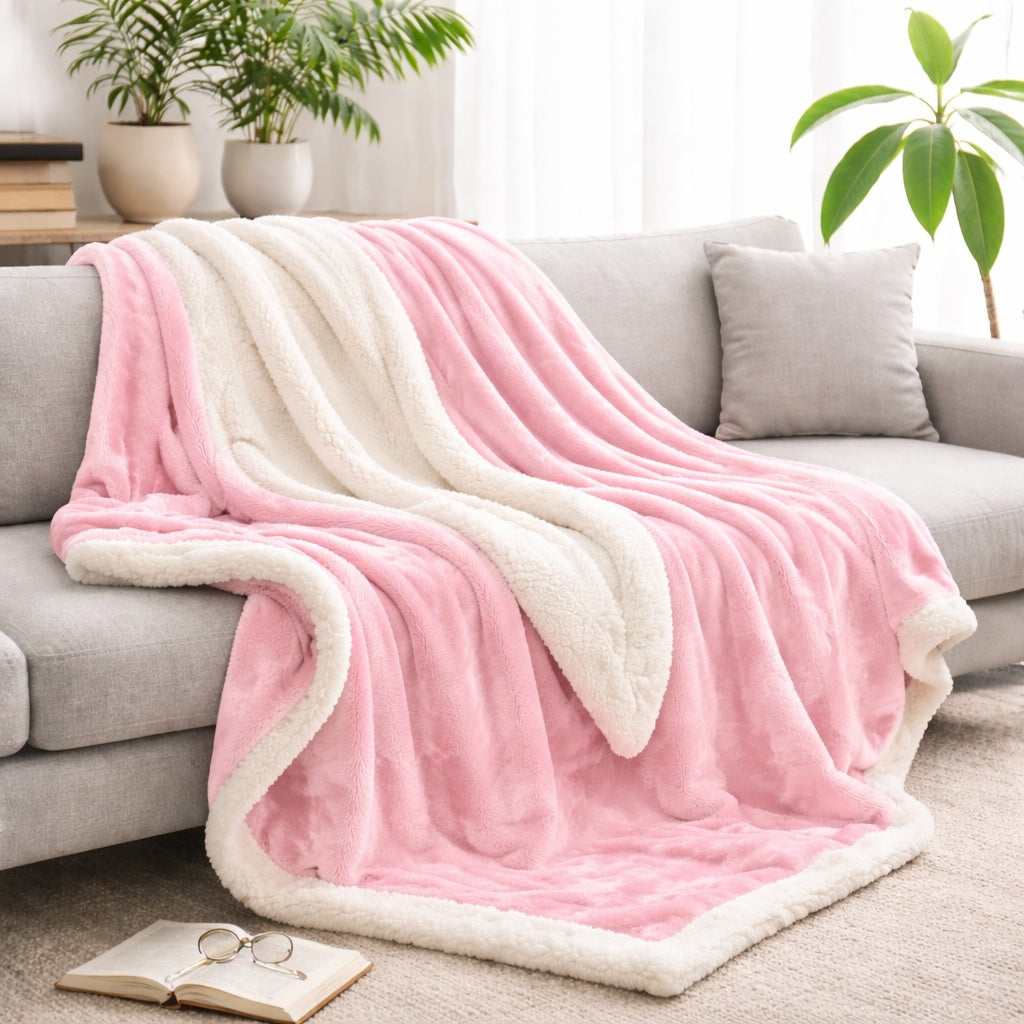 Coperta reversibile in pile sherpa — Grande formato, morbida, soffice e calda