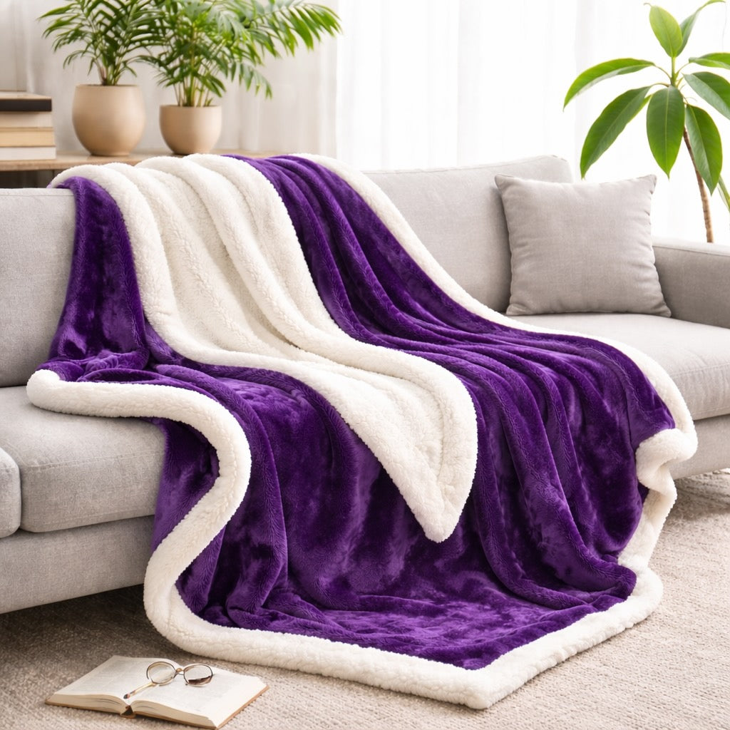 Coperta reversibile in pile sherpa — Grande formato, morbida, soffice e calda